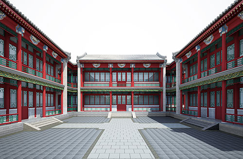 澄迈北京四合院设计古建筑鸟瞰图展示